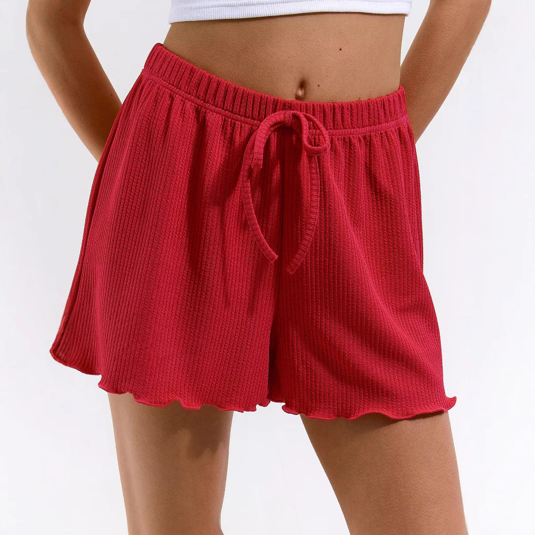Women's Relaxed Fit Ruffle Hem Shorts Ivyshape