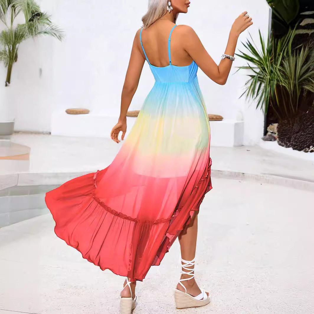 IvyShape | Breezy Gradient High-Low Vacation Dress