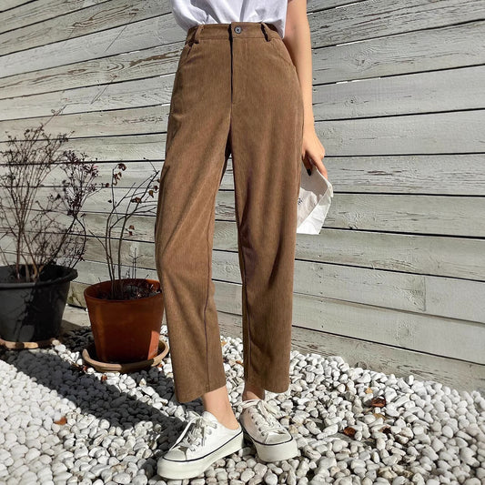 High-waisted corduroy pants for women Ivyshape