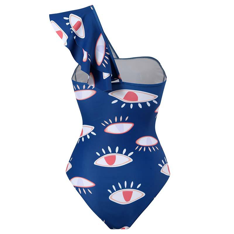 Women's one-piece swimsuit with asymmetrical ruffle design and elegant wrap skirt vest Ivyshape