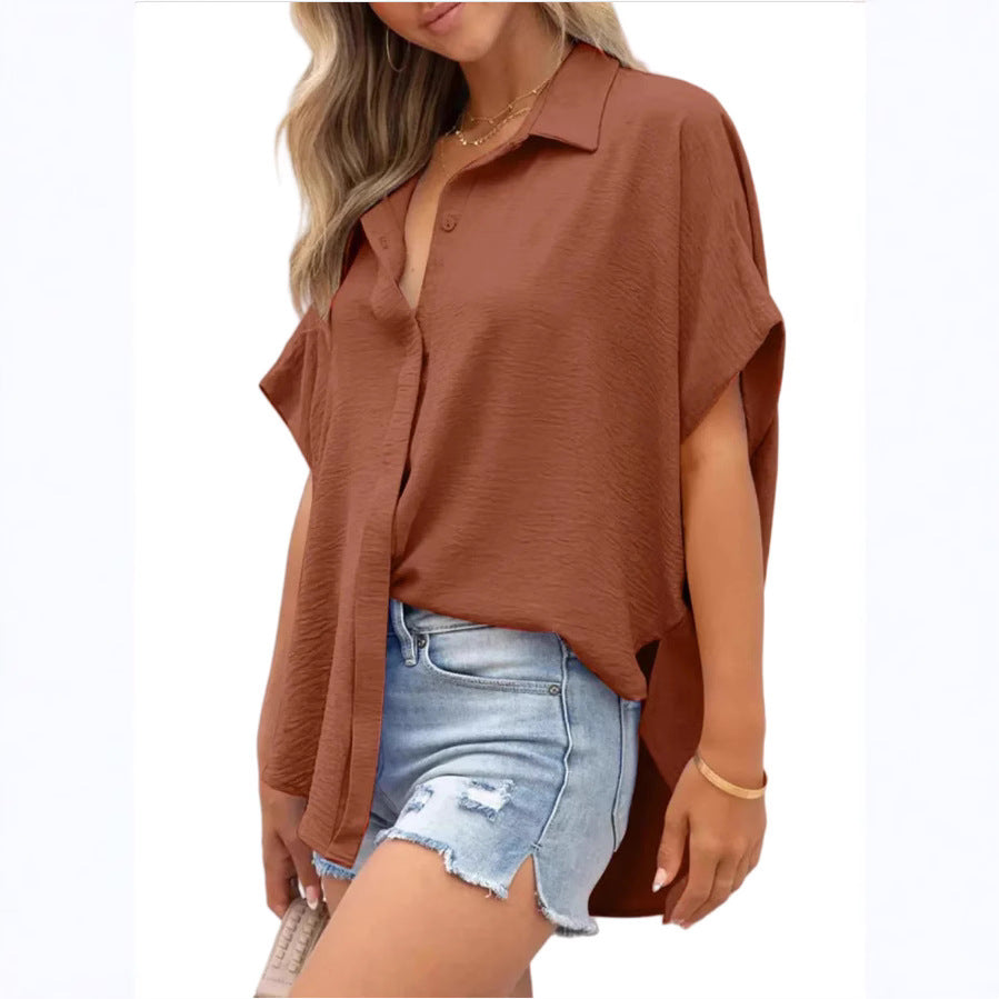 Women's Casual Oversized Blouse made of Light Cotton Blend Ivyshape