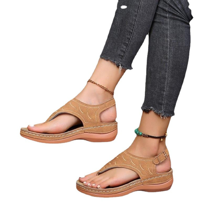 Ladies Comfortable Thong Sandals with Adjustable Strap and Soft Footbed Ivyshape