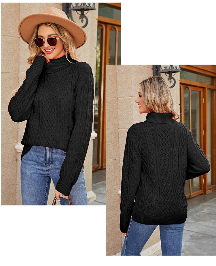 IvyShape | Twisted Turtleneck Simple Knit Top