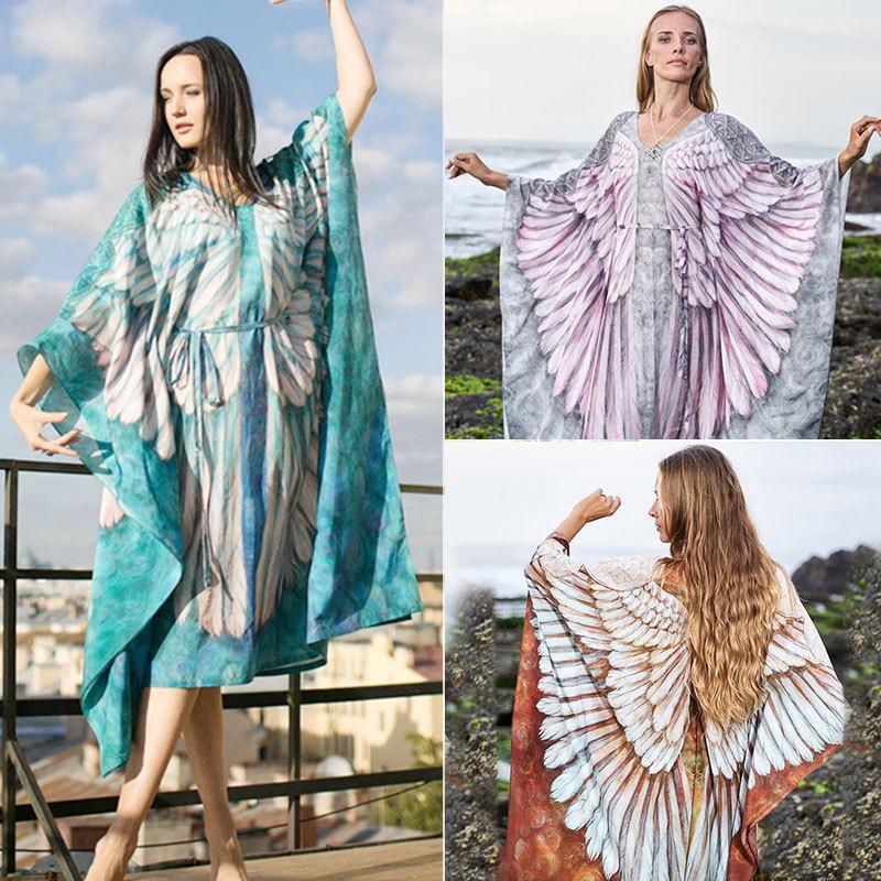 Women's kaftan dress with elaborate angel design Ivyshape