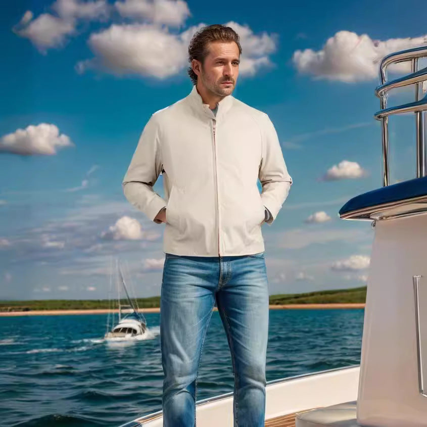 Men's lightweight leisure jacket in modern design with stand-up collar Ivyshape