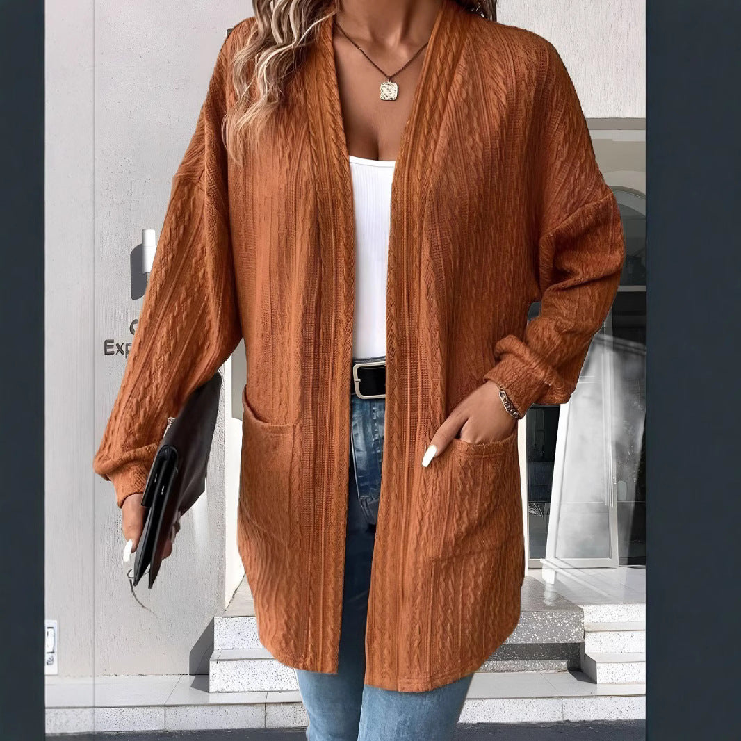 Ladies casual cardigan with pockets Ivyshape