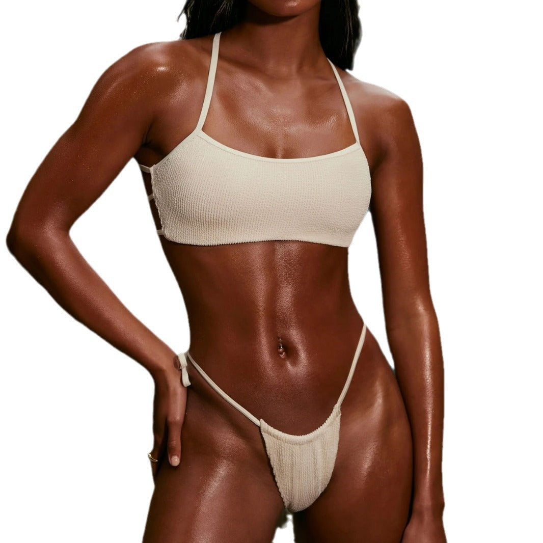 Women's bikini top with stylish ribbed texture and adjustable straps Ivyshape