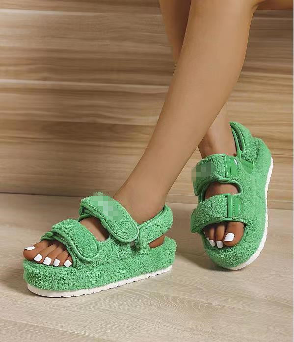 Ladies Comfortable Terry Sandals with Adjustable Straps Ivyshape