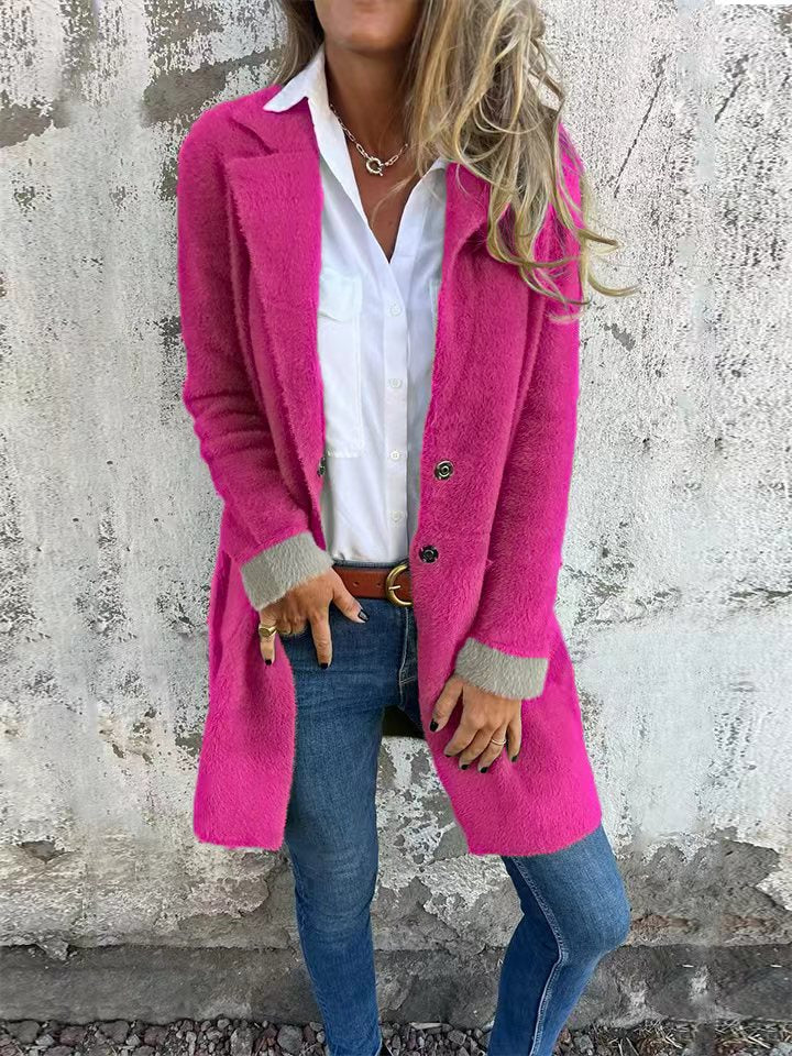 Ivyshape | Plush Mid-Length Lapel Cardigan Coat