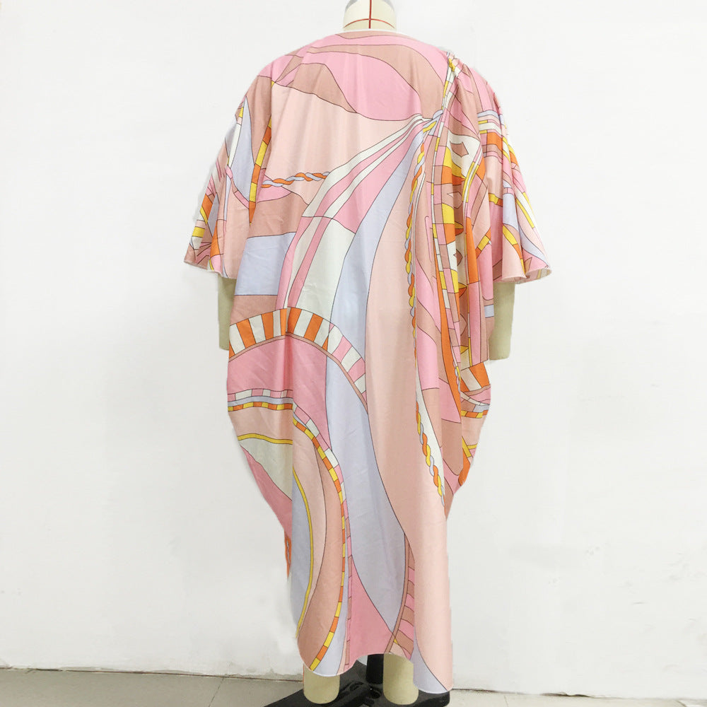 dress Muslim loose large size robe printed dress