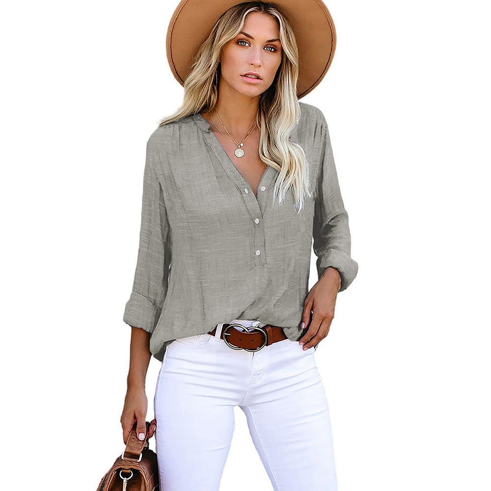 Women Light and airy blouse with button placket Ivyshape