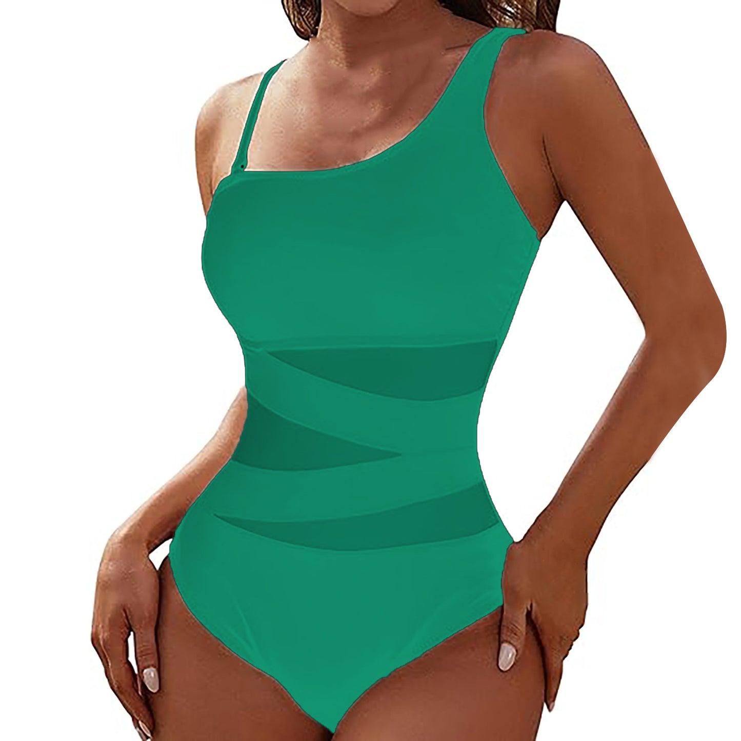 Women Figure-Hugging Jumpsuit with Asymmetric Neckline Ivyshape