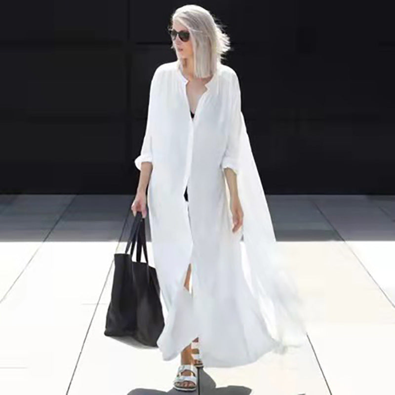 Women elegant, airy beach cover-up with side slits and loose fit Ivyshape