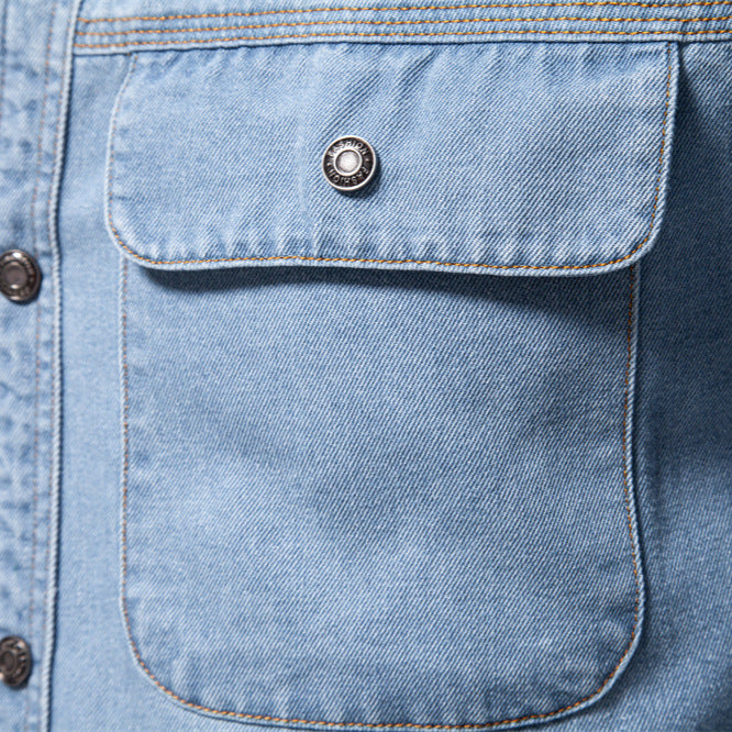 Men's Denim Shirt with Two Chest Pockets and Trendy Ivyshape Cut