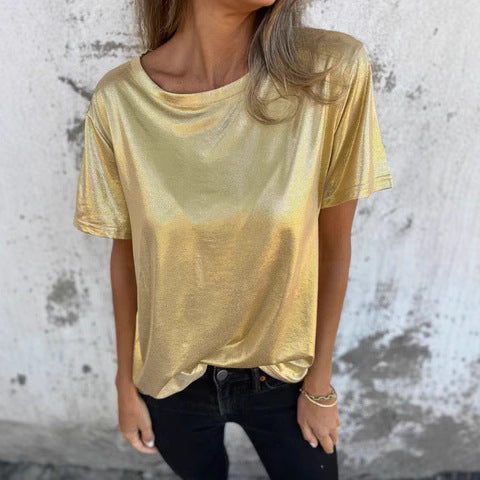 IvyShape | Loose Round Neck Solid Color Short Sleeve Tee