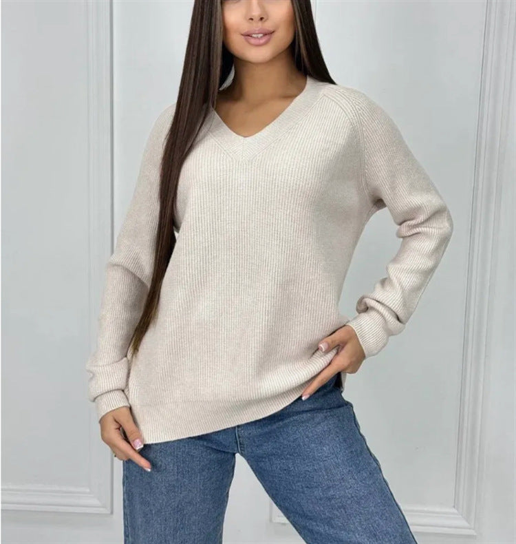 Women V-Neck Sweater Ivyshape