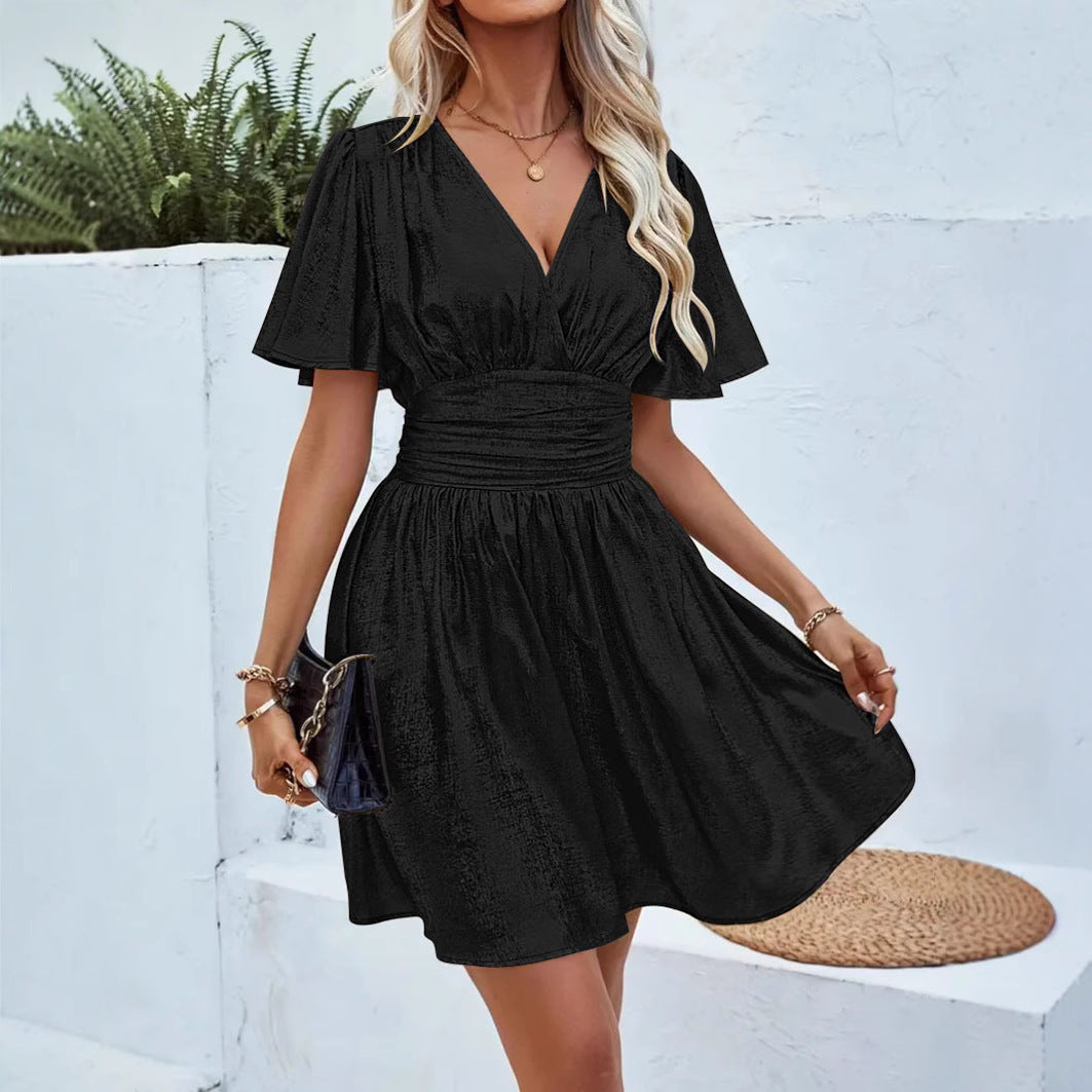 Women's wrap dress with elegant V-neck and flared skirt Ivyshape