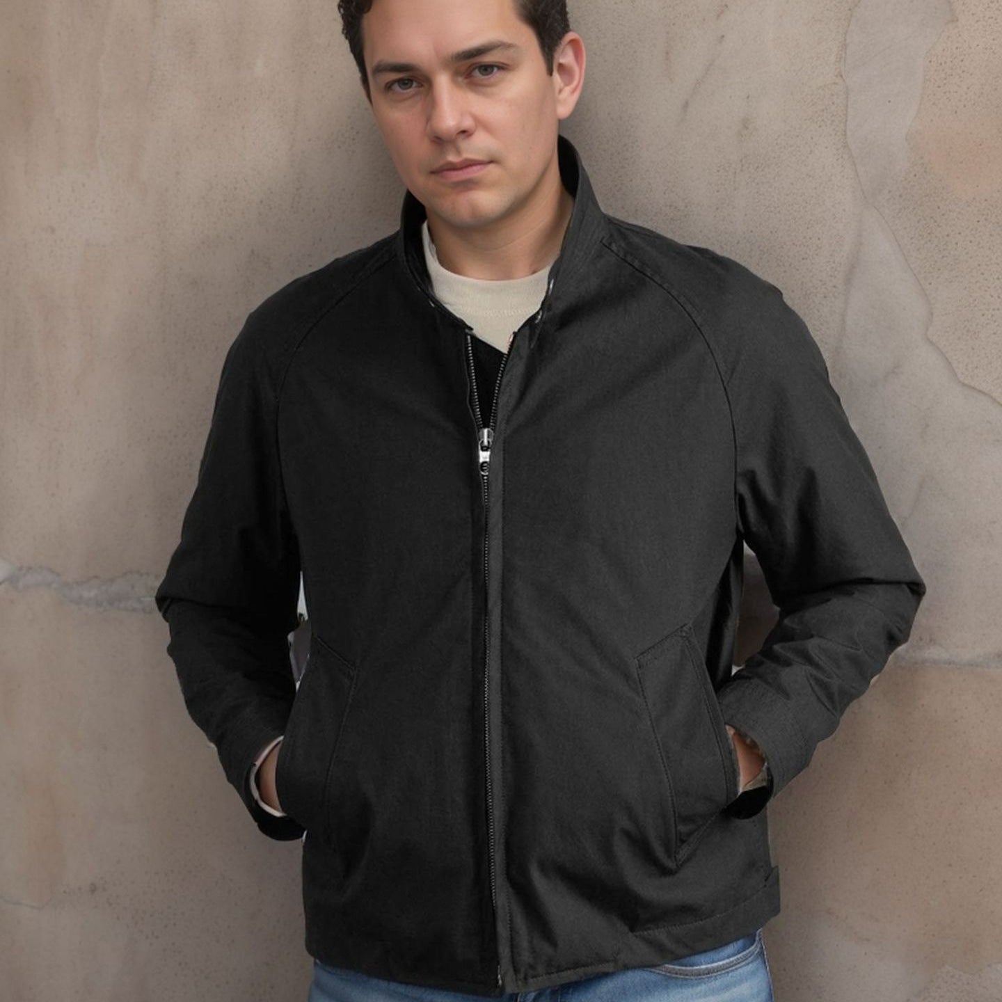 Men's lightweight leisure jacket in modern design with stand-up collar Ivyshape