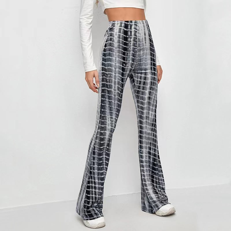 Ivyshape | Tight Retro Print Bootleg Pants