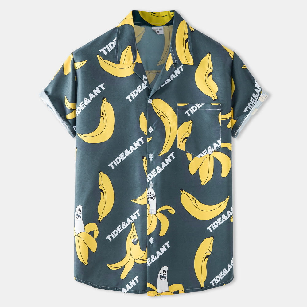 Men's short sleeve shirt with funny banana motif and unique print Ivyshape
