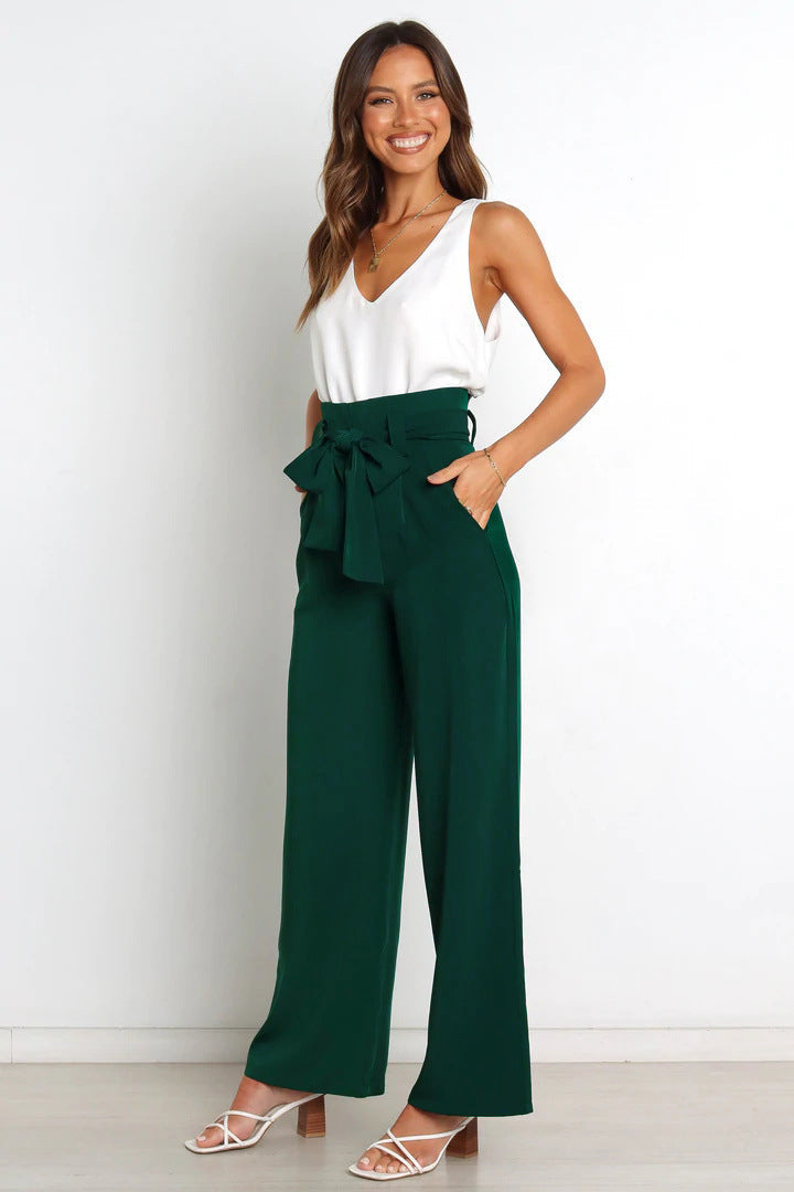 IvyShape | Chic Lace-Up Bow Summer Pants