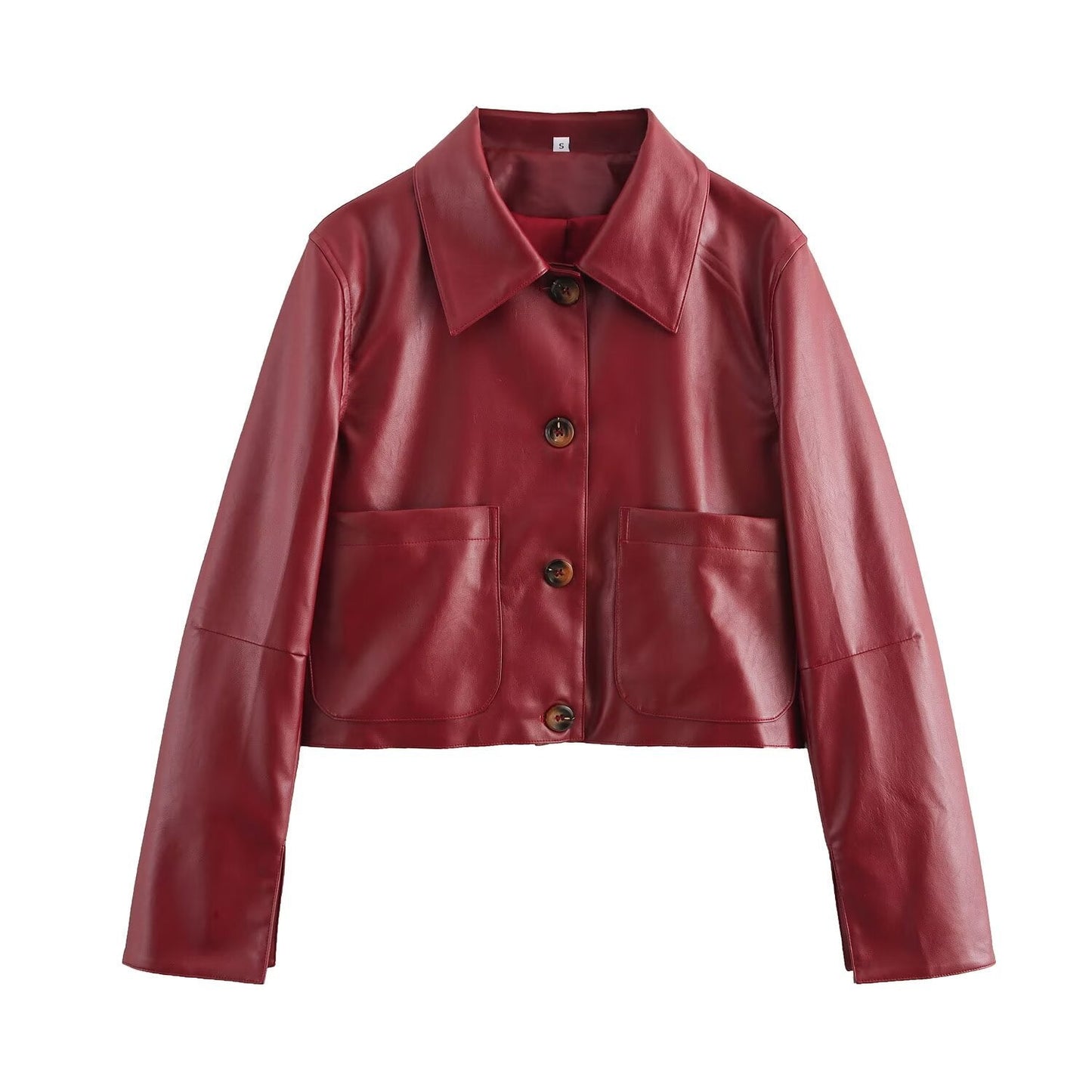 IvyShape | Solid Color Leather Jacket