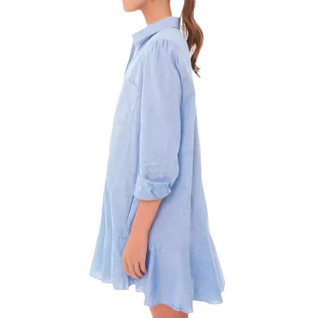 Ivyshape | Collar Buttons Down Ruffled Mini Dress