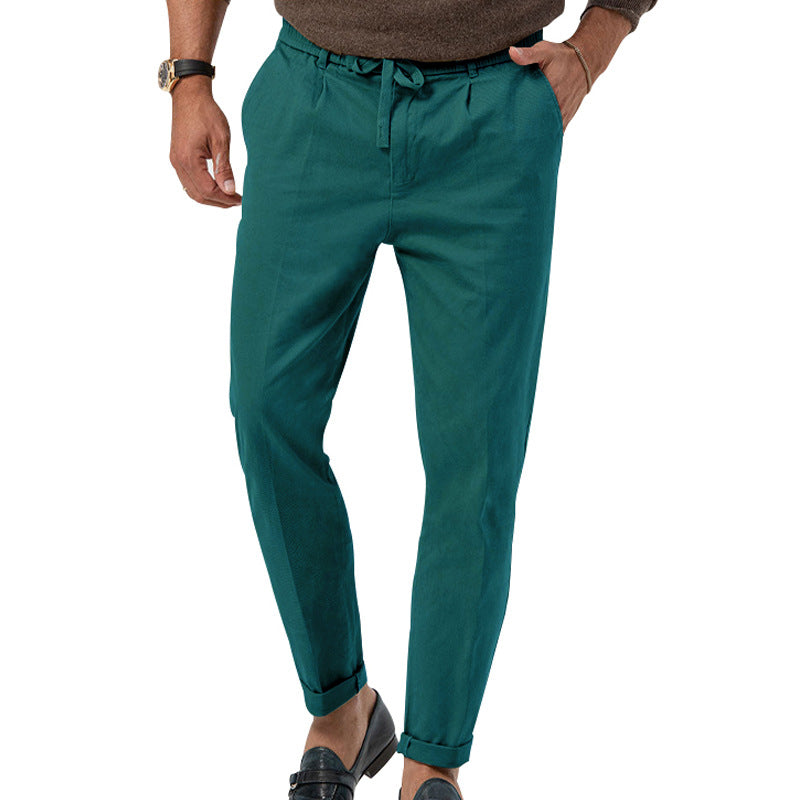Men's relaxed chino pants with adjustable drawstring and side pockets Ivyshape