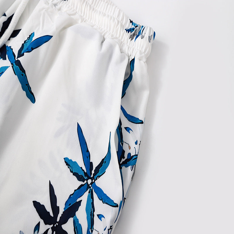 Men's holiday overalls with floral design and loose fit Ivyshape