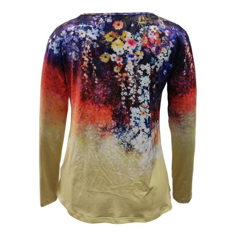 IvyShape | Printed Gradient Long Sleeve Top