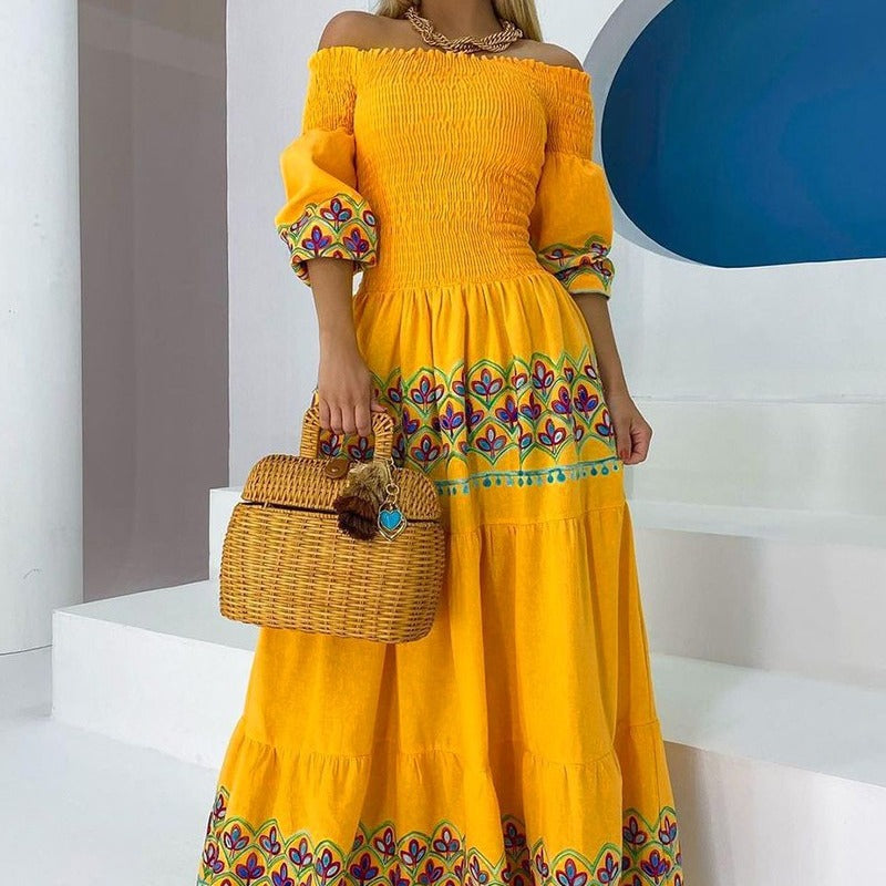 IvyShape | Loose Yellow Flowing Long Dress