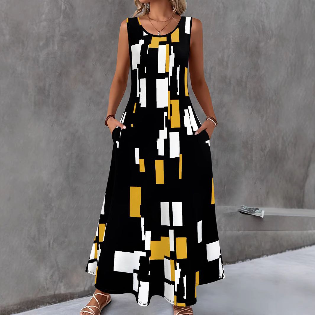 Women's maxi dress with colorful graphic design Ivyshape