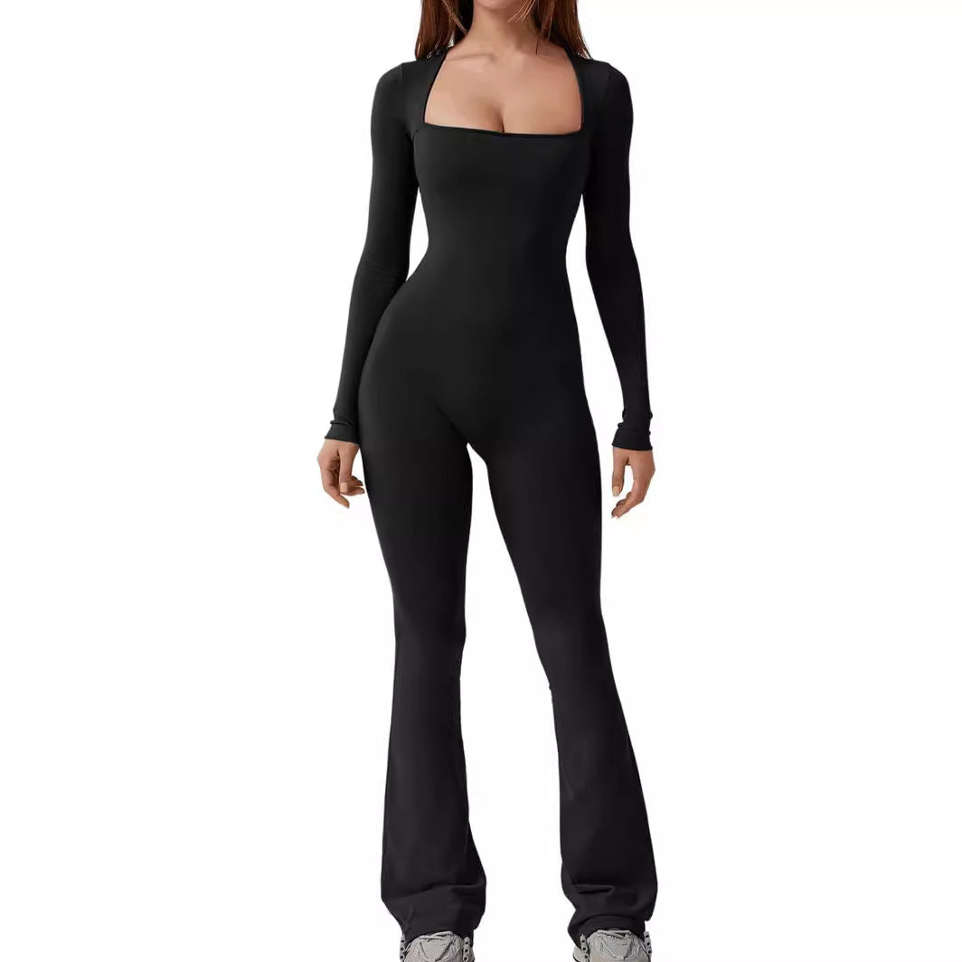 Women's jumpsuit with long sleeves and wide legs Ivyshape