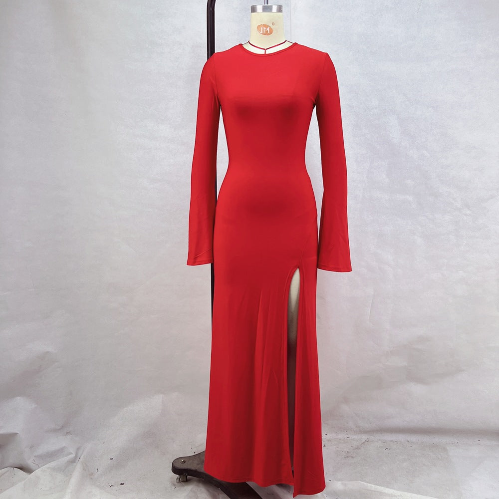 IvyShape | Long Sleeve Slit Sexy Maxi Gown