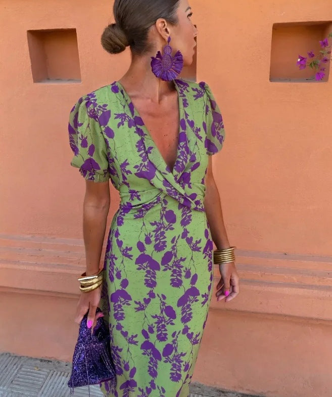 Women Floral Wrap Maxi Dress Ivyshape