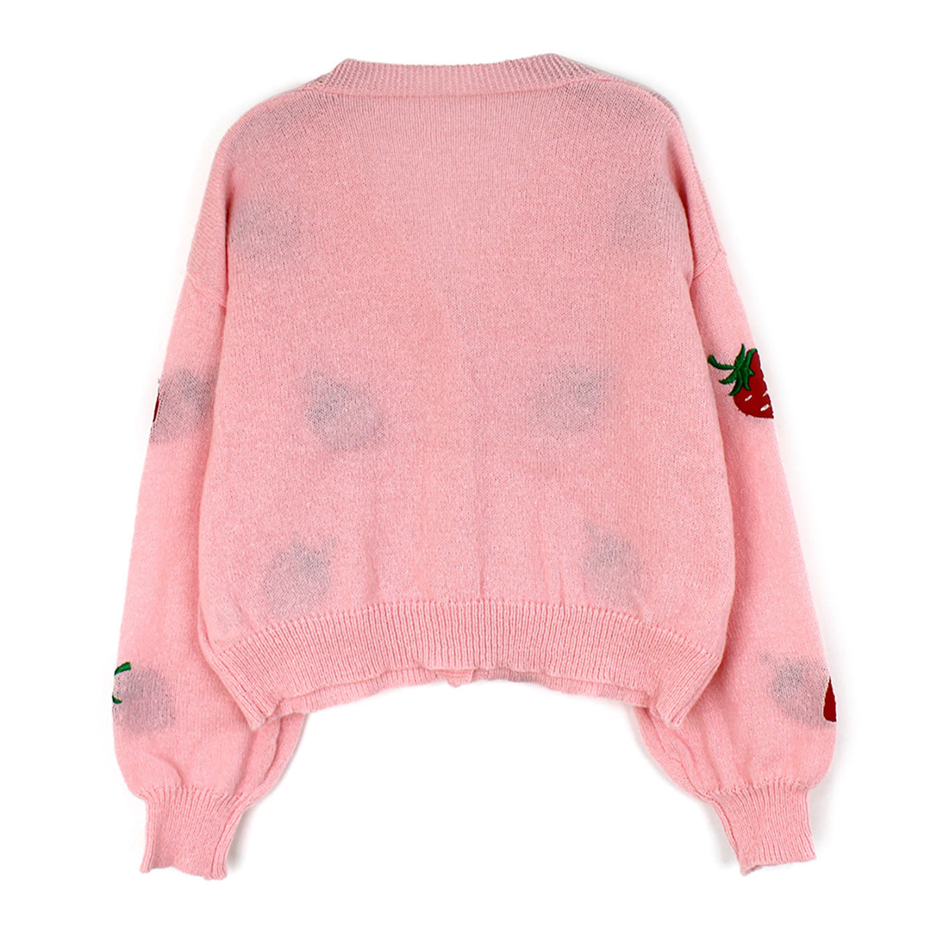 Women playful knit cardigan with strawberry embroidery Ivyshape