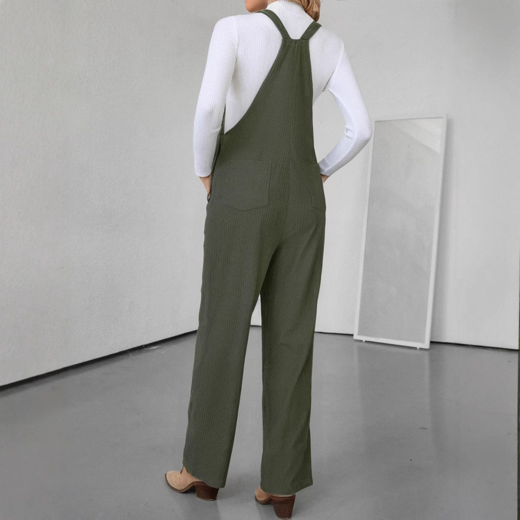 IvyShape | Relaxed Loose Solid Color Jumpsuit