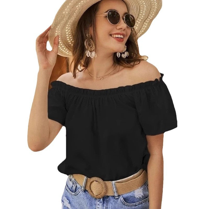 Women Off-Shoulder Ruffle Shirt Ivyshape