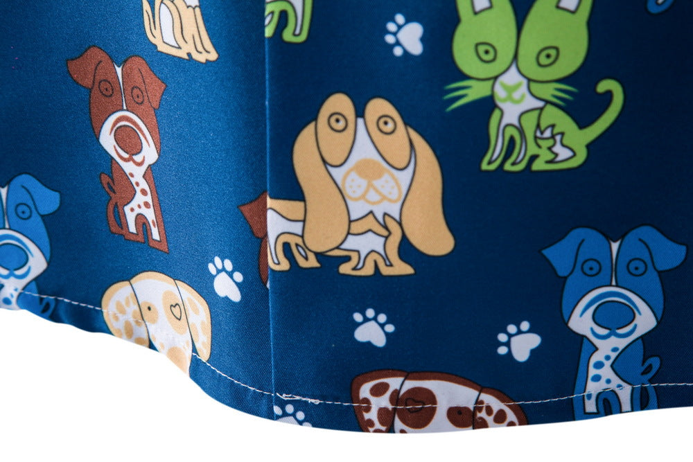 Men's short-sleeve shirt with playful dog pattern Ivyshape