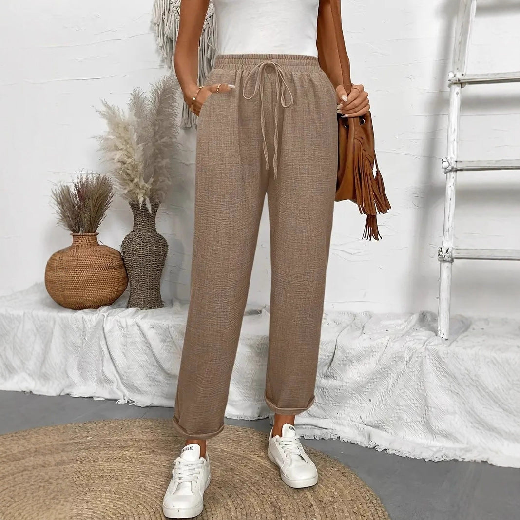 Women's lounge pants with elastic waistband and fashionable details Ivyshape