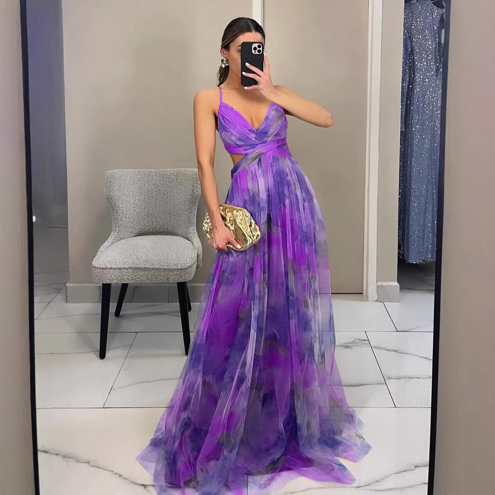 Maxi dress for women with twisted front detail Ivyshape