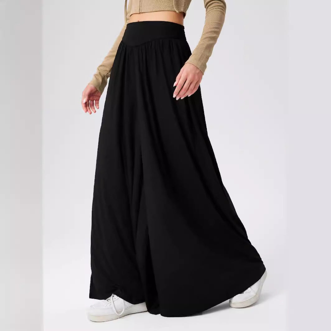 Women Loose-fitting jersey trousers with elastic waist and elegant drape Ivyshape