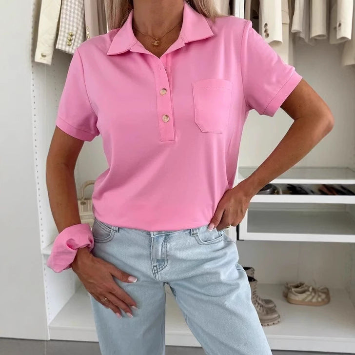 Women's polo shirt with button placket and chest pocket Ivyshape