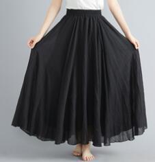Women's Maxi Skirt with Flowing Hem and Elastic Waistband Ivyshape
