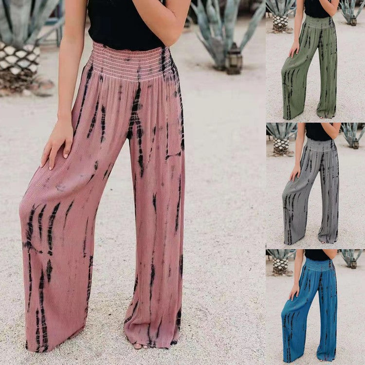 Women's wide pleated trousers with elastic waistband and fashionable design Ivyshape