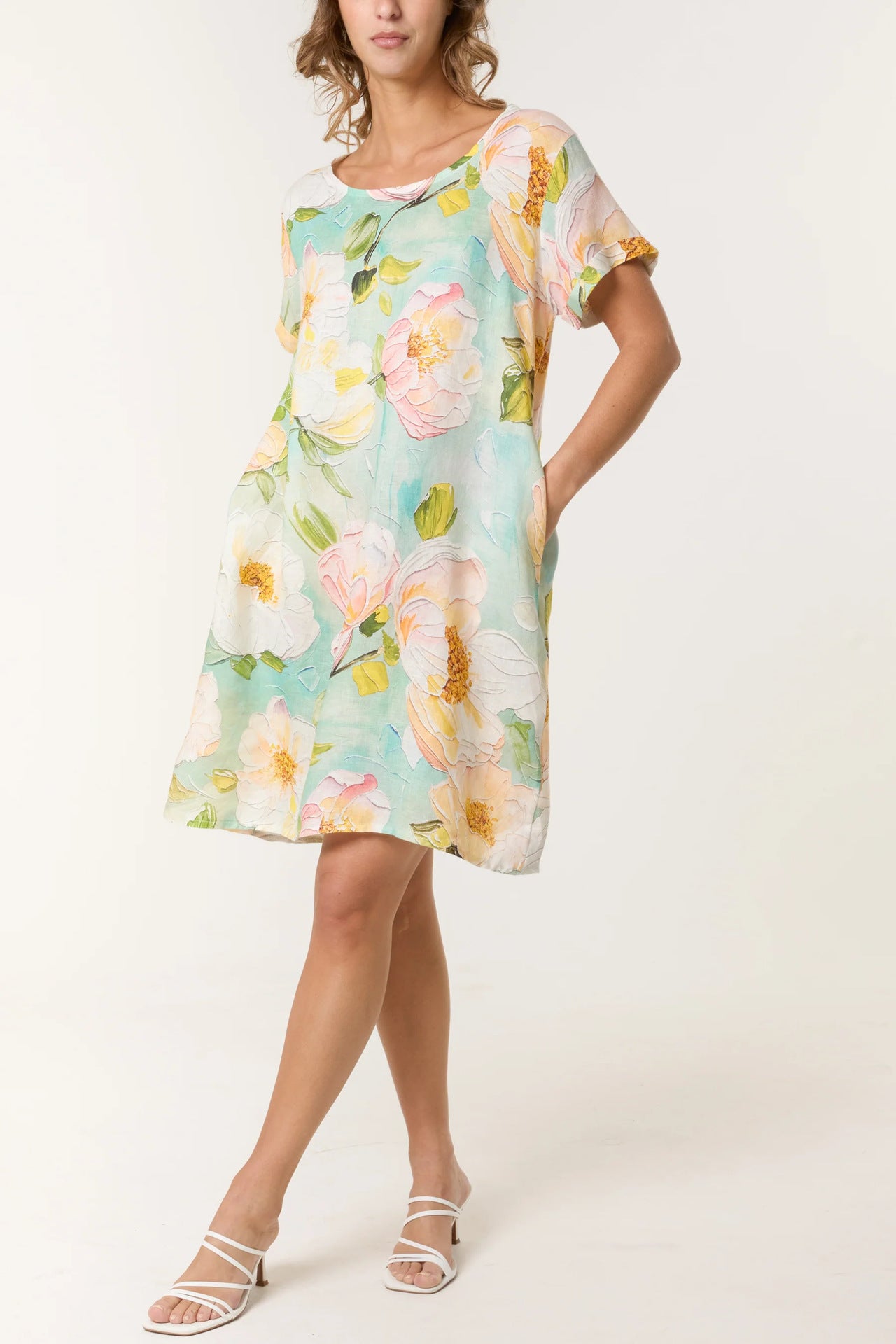 Women Floral Short Sleeve Shift Dress Ivyshape
