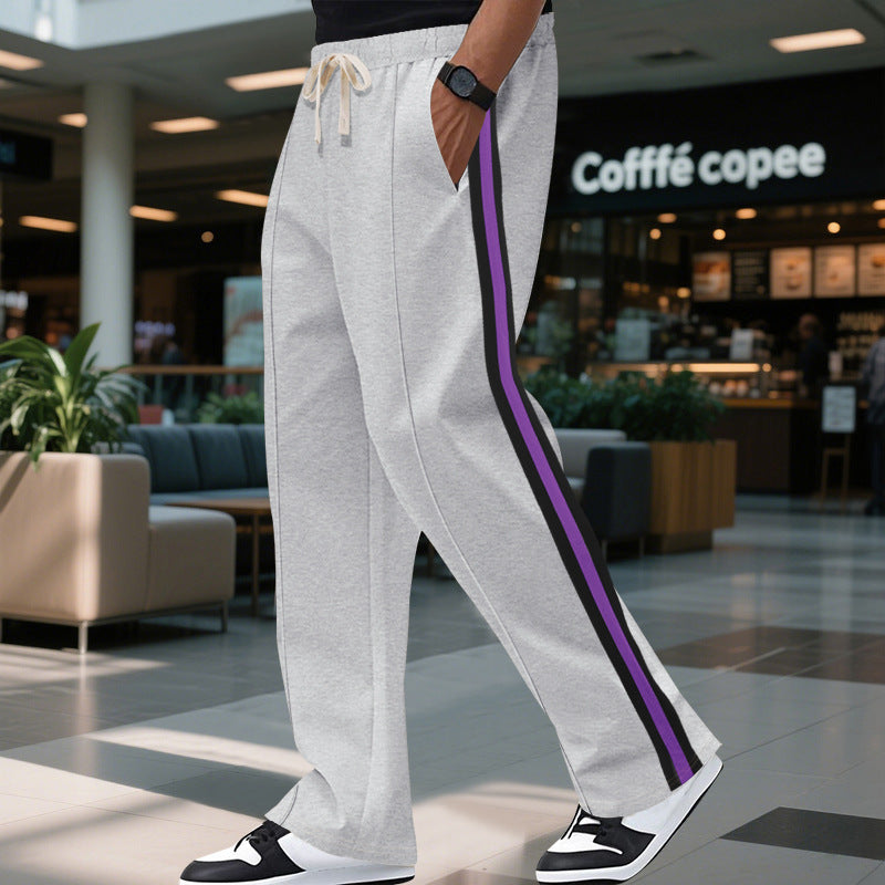 Men's casual sports pants in urban style with contrasting stripes Ivyshape