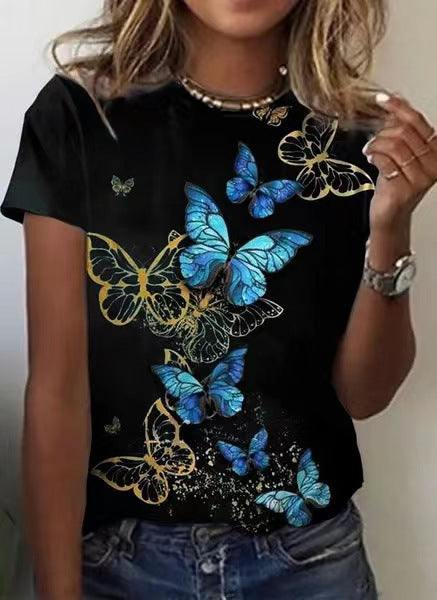 Women's Short Sleeve Shirt with Floral Design and Loose Fit Ivyshape