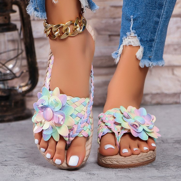 Ladies floral decoration sandals with comfortable footbed technology Ivyshape