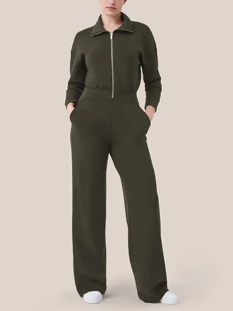 Ivyshape | Long Sleeve Wide Pants Jumpsuit